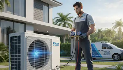 HVAC technician performing AC repair service in Las Vegas, NV for Five Star Cooling
