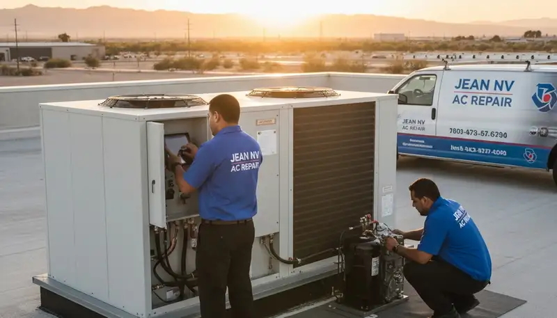 Las Vegas NV AC repair technician servicing residential air conditioner unit