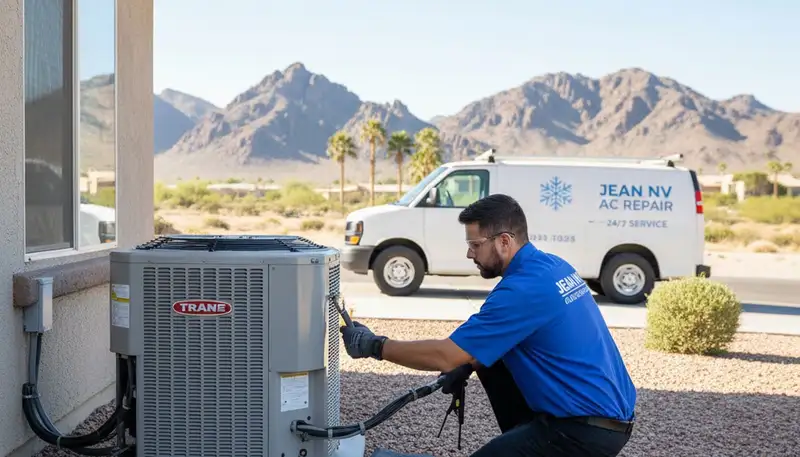HVAC technician performing AC repair service in Las Vegas NV home