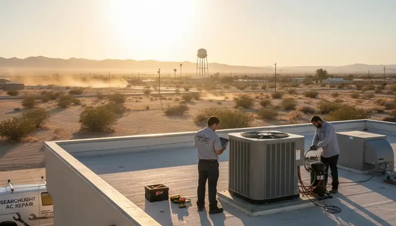 HVAC technician performing AC repair service in Las Vegas NV home