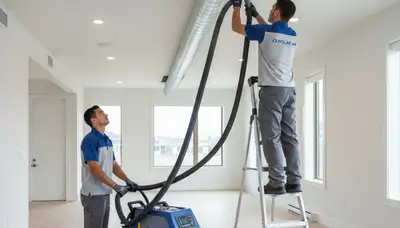 Technician cleaning air ducts for AC system in Las Vegas, NV home to improve airflow and indoor air quality