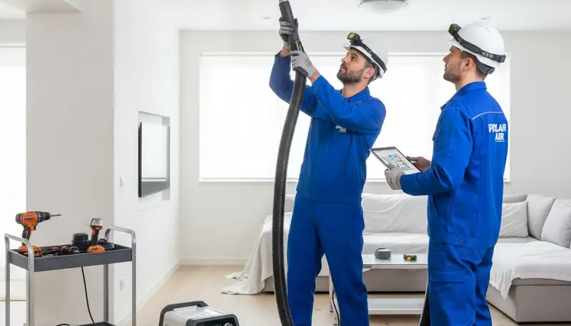 Technician cleaning air ducts in Las Vegas NV home for improved airflow and indoor air quality