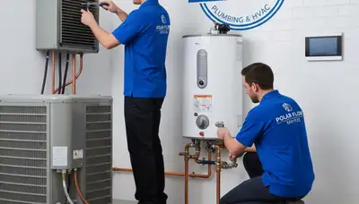 Technician performing AC repair and plumbing service in Las Vegas, NV